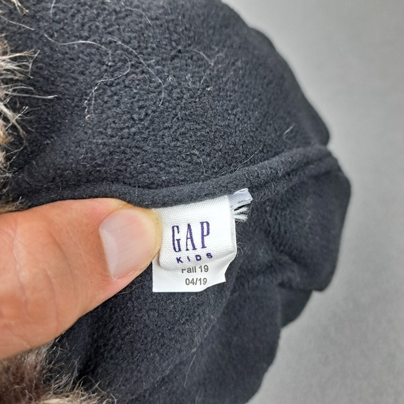 Gap Kids Hat Navy Warmest Trapper Ear Flap Fleece Lined Winter Cap Faux Fur Trim - Picture 9 of 12